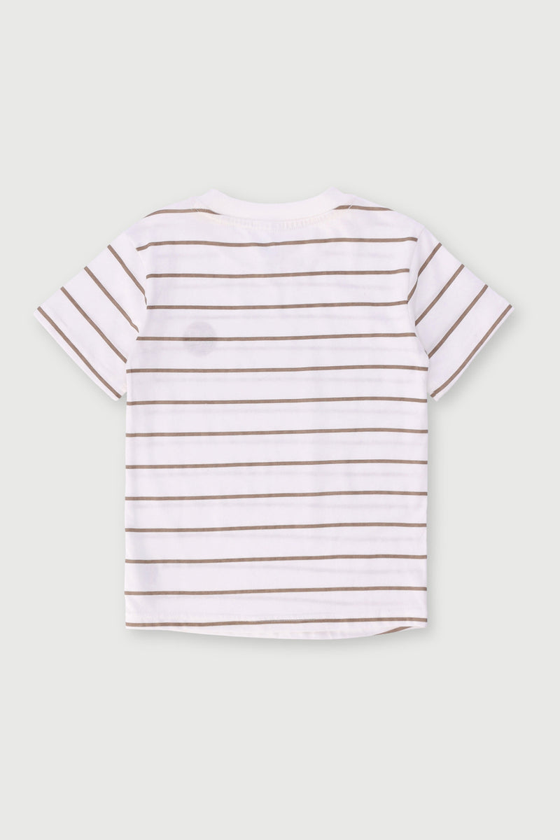Pre-Boys Stripe Palm Tee - Dark Stone/White