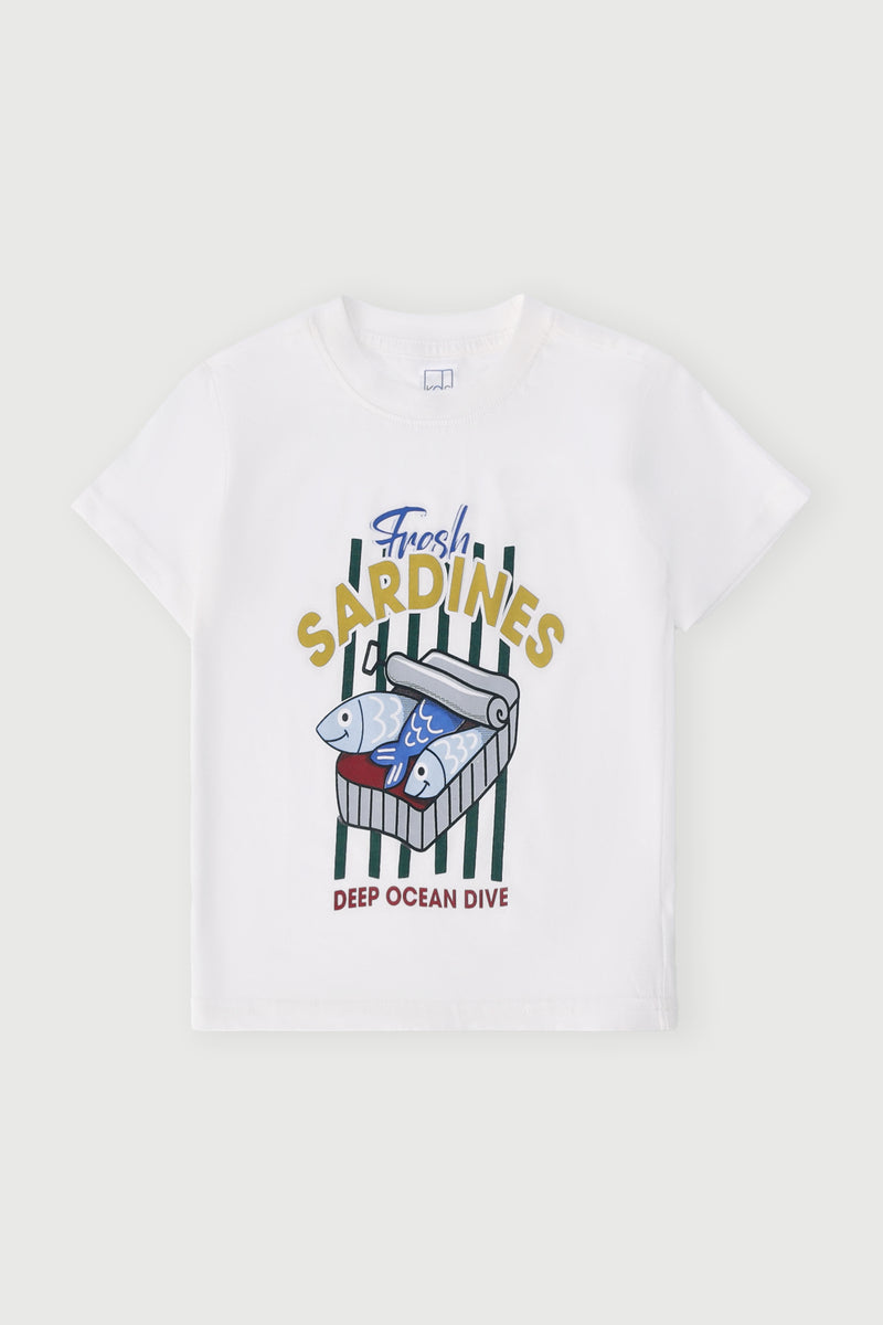 Pre-Boys Short Sleeve Sardines Tee - White