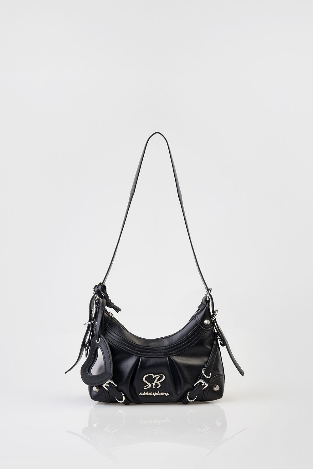 Dalia Handbag With Front Belt Detail - Black