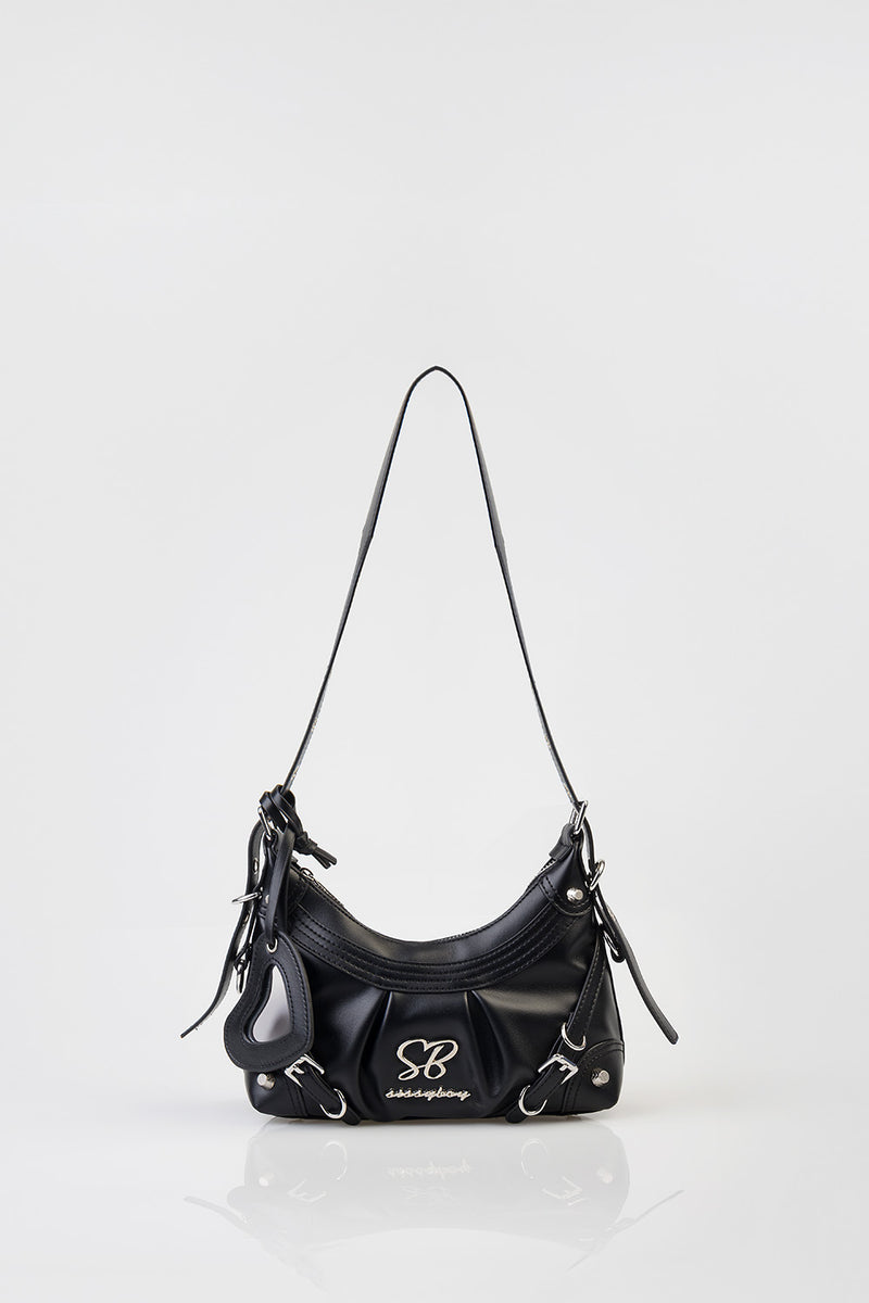 Dalia Handbag With Front Belt Detail - Black