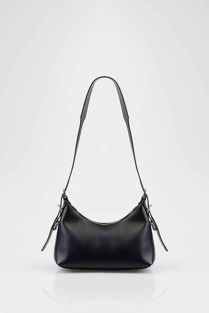 Dalia Handbag With Front Belt Detail - Black