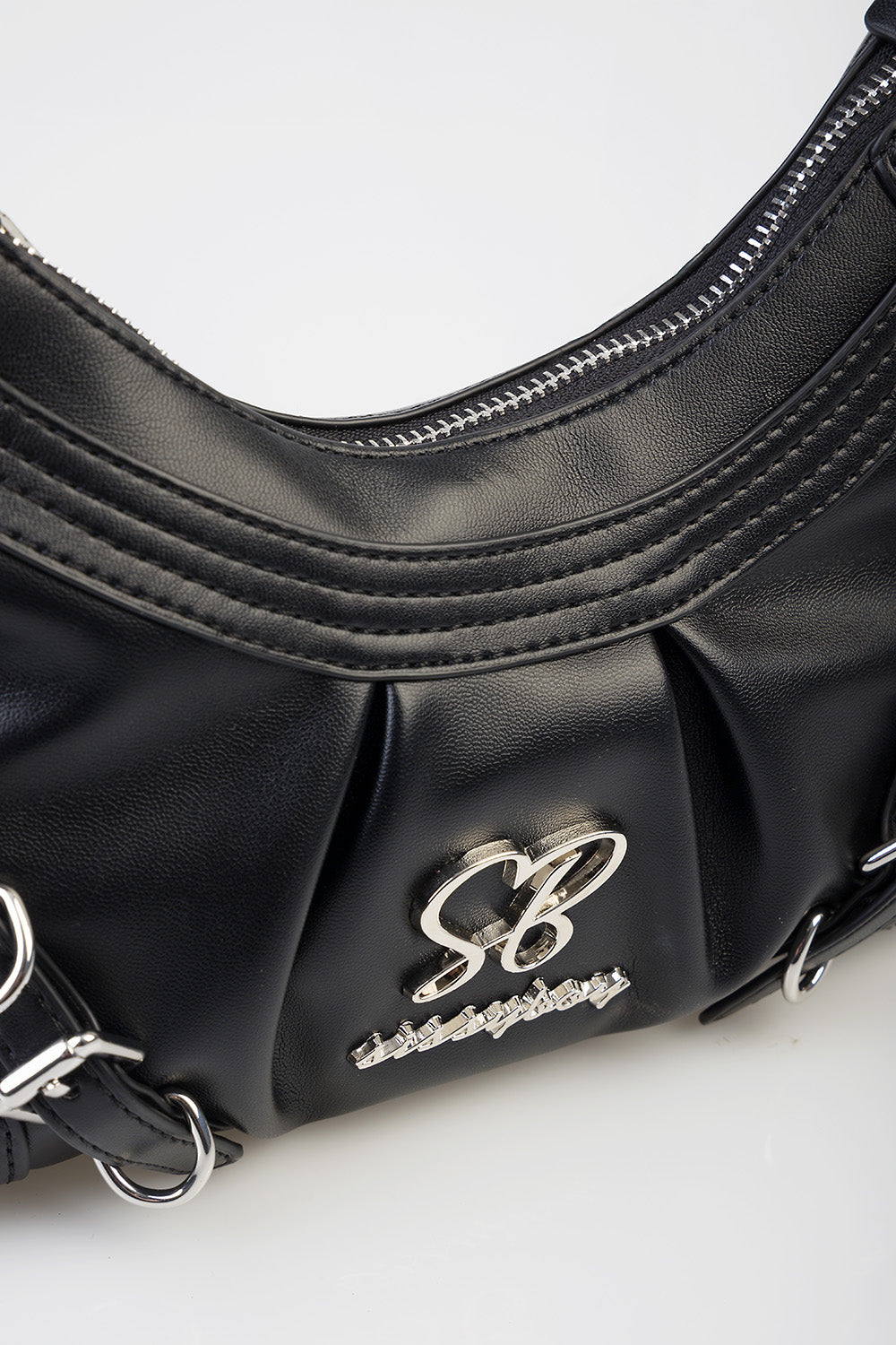 Dalia Handbag With Front Belt Detail - Black