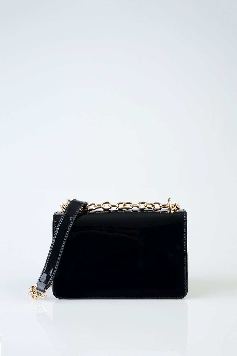 Slay Fest Patent Structured Crossbody Bag - Black