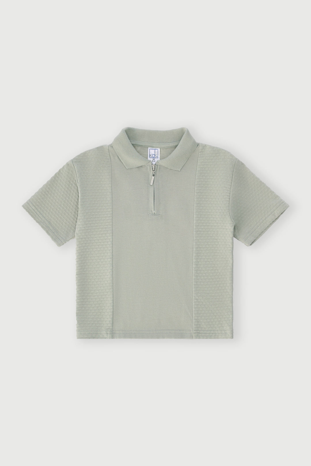 Pre-Boys Quarter Zip Textured Panelled Golfer - Light Green