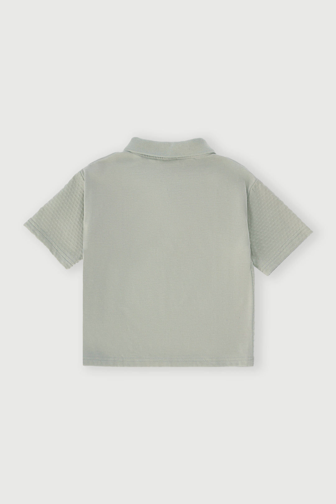 Pre-Boys Quarter Zip Textured Panelled Golfer - Light Green
