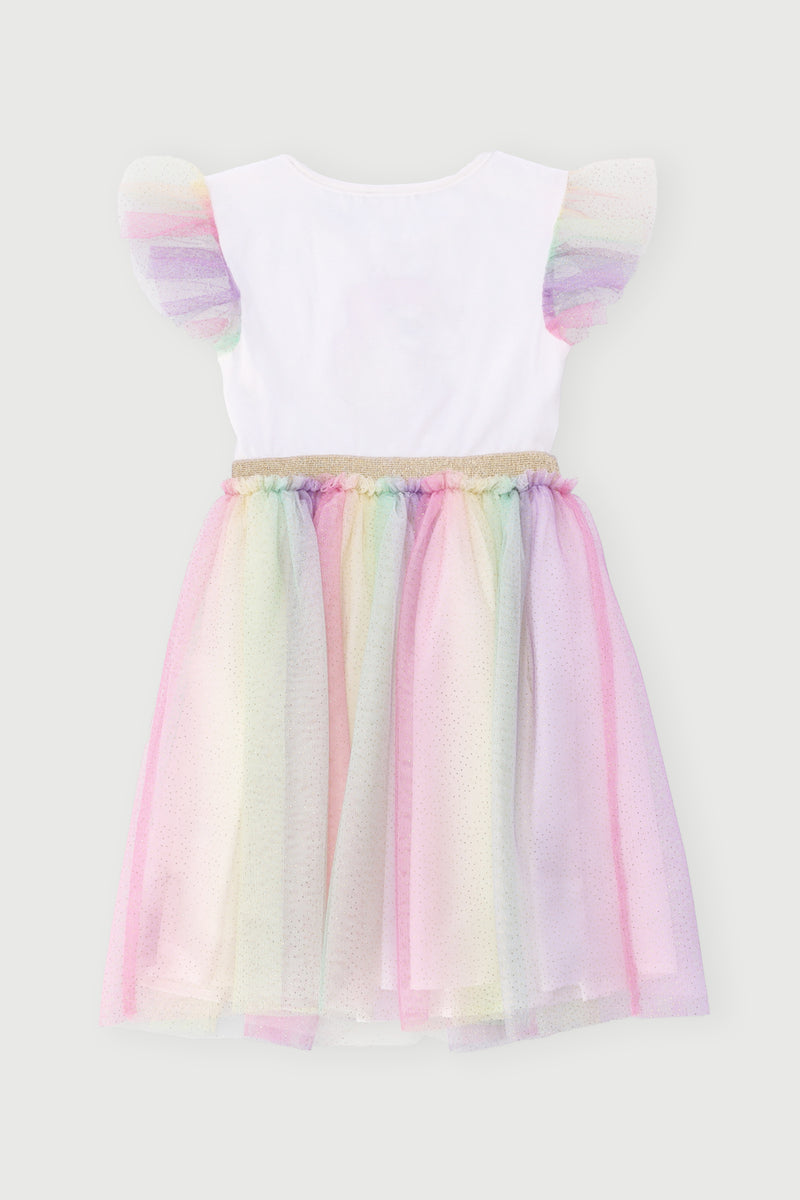 Pre-Girls Unicorn Party Dress - Cream
