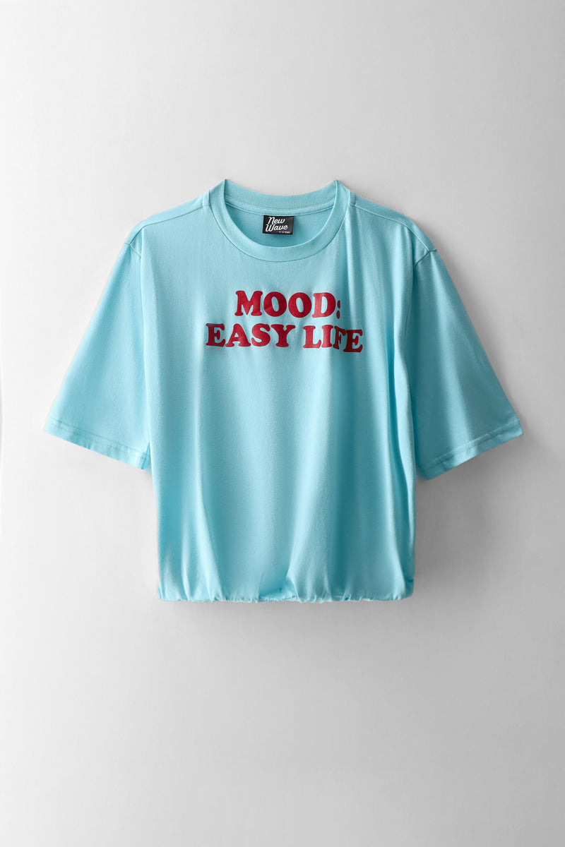 Girls Easy Life Bubble Hem Tee - Blue