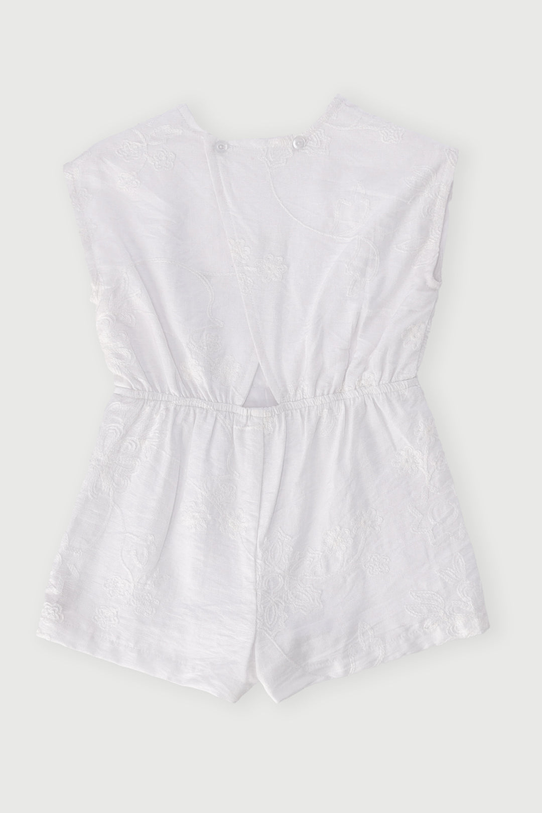 Pre-Girls Embroidered Jumpsuit - White