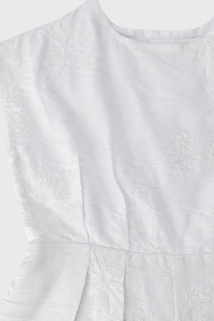 Pre-Girls Embroidered Jumpsuit - White
