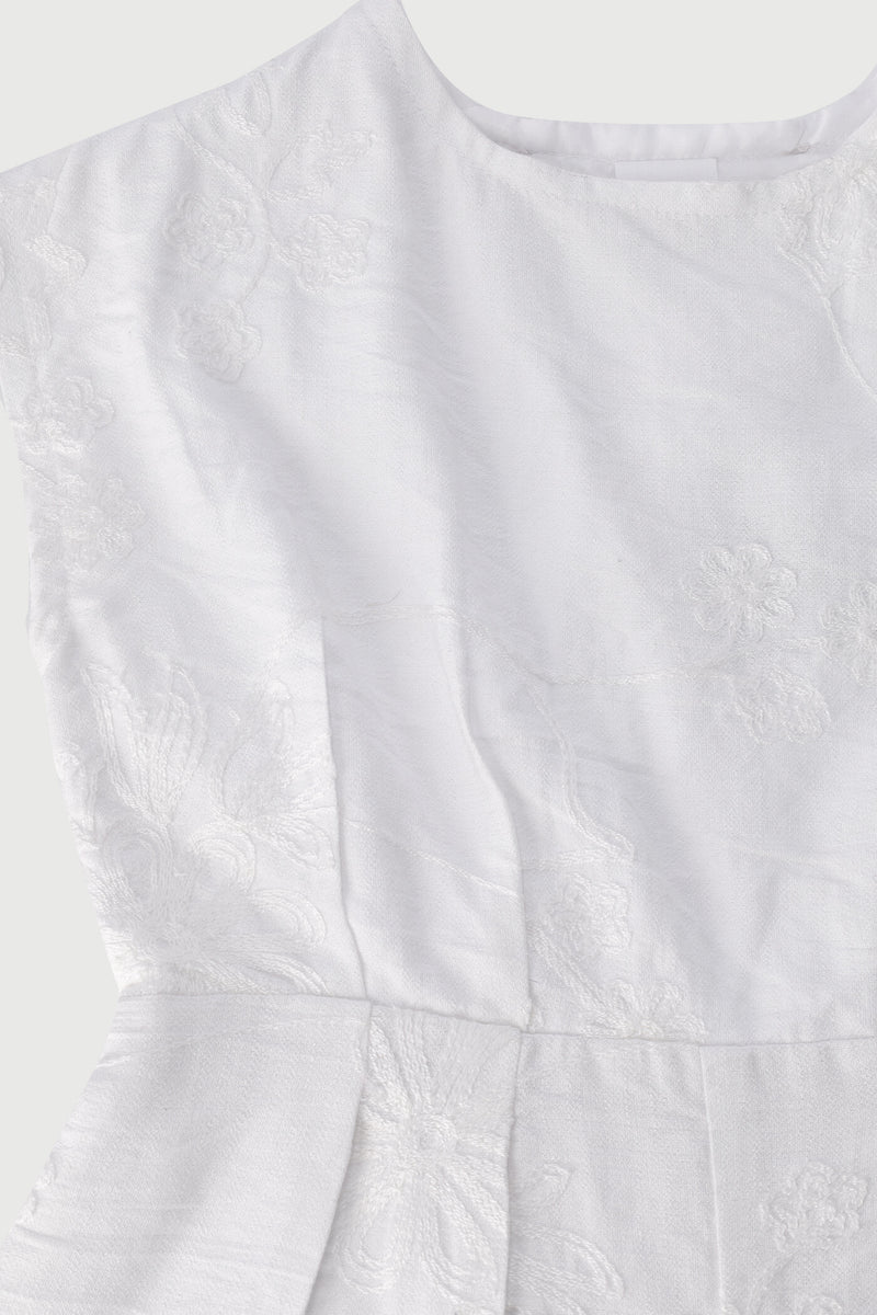 Pre-Girls Embroidered Jumpsuit - White