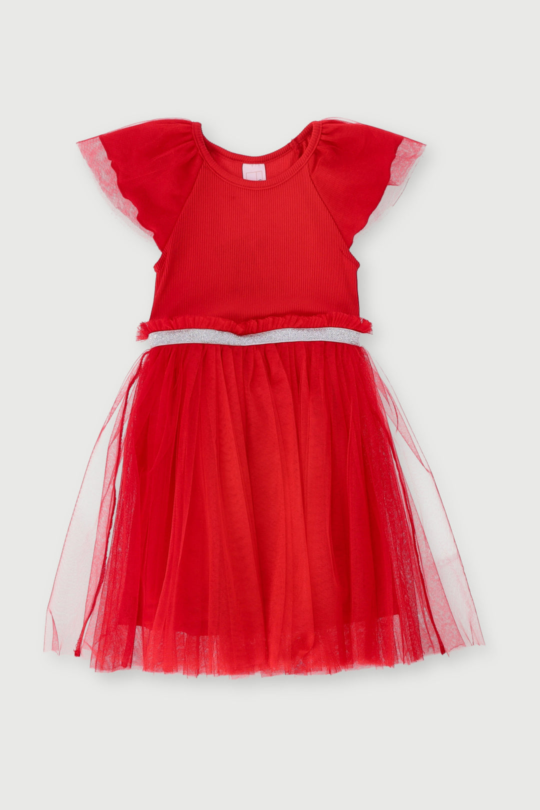 Pre-Girls Mesh Party Dress - Red
