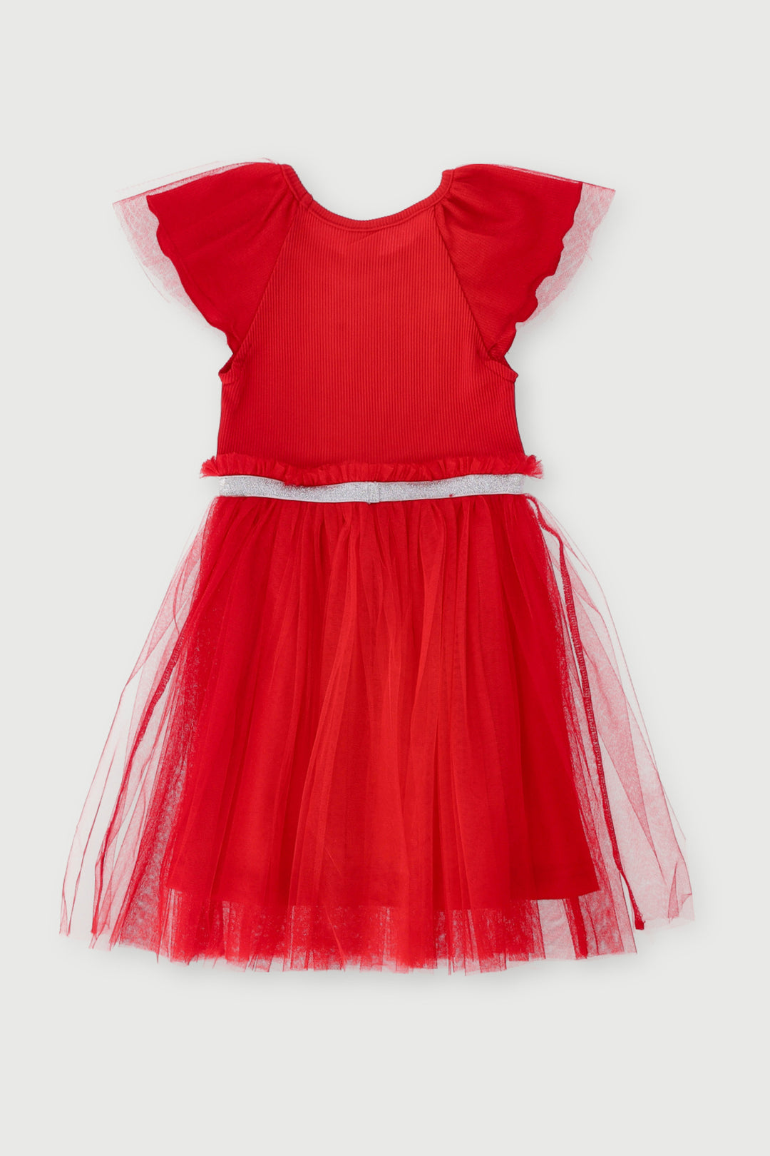 Pre-Girls Mesh Party Dress - Red
