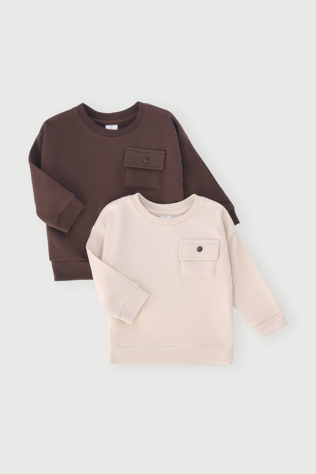 Baby Boys 2 Pack Fleece Core Tops - Brown/White
