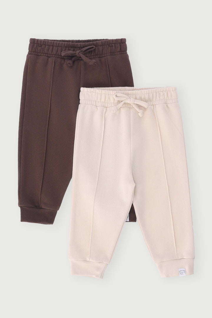 Baby Boys 2 Pack Fleece Core Jogger - Brown/White