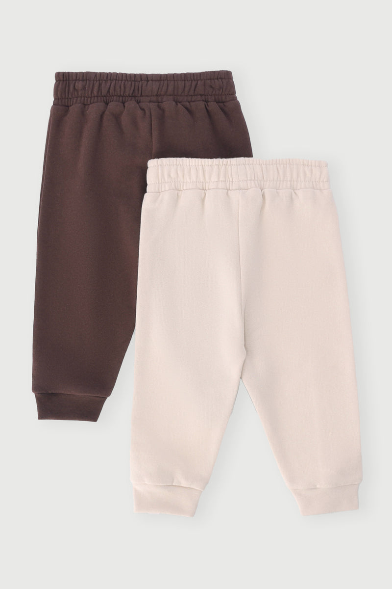 Baby Boys 2 Pack Fleece Core Jogger - Brown/White