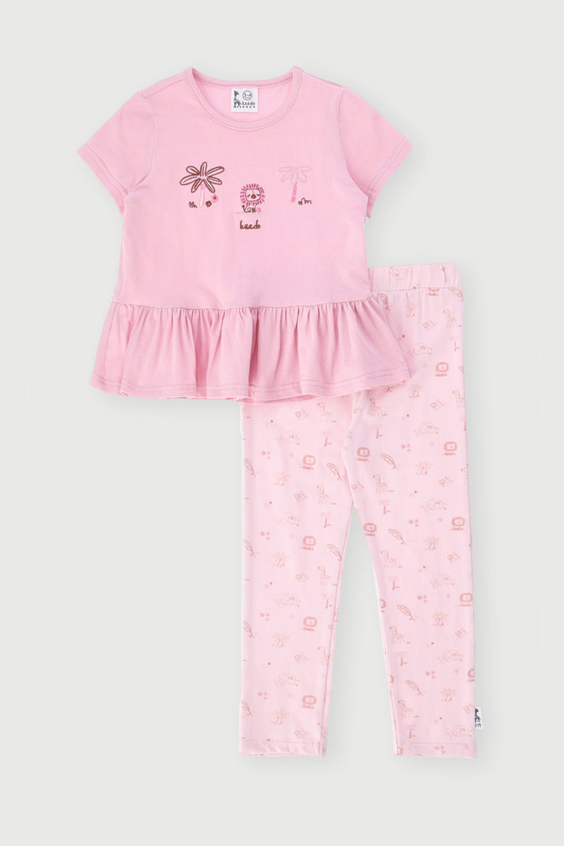 Keedo Girls Tee & Legging Set - Pink