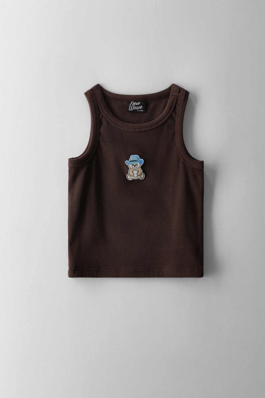 Girls Teddy Embroidered Vest - Chocolate