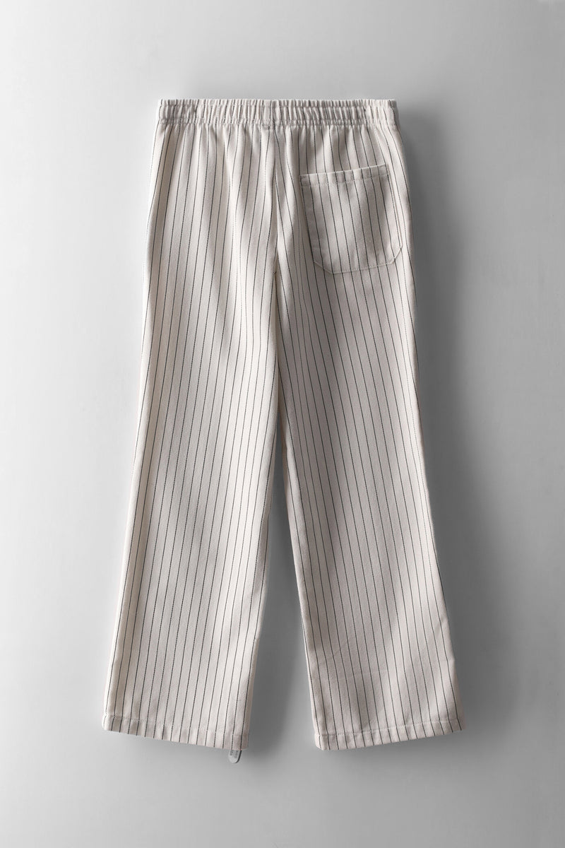 Boys Pinstripe Denim Pull On Pant - Ecru