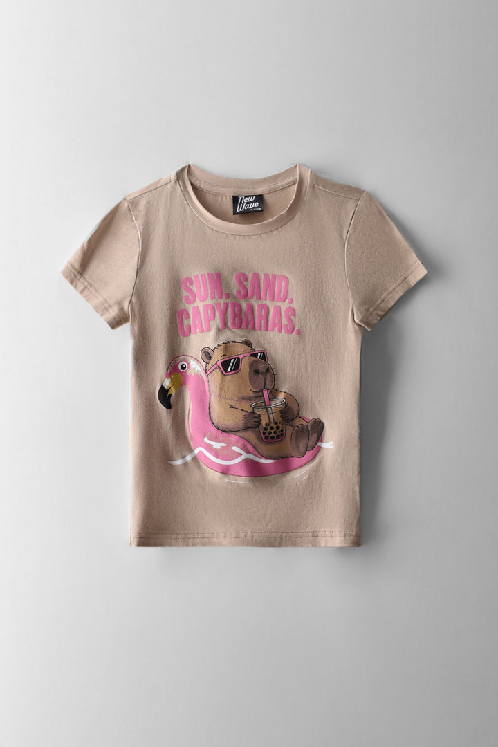 Girls Cappy Fitted Tee - Stone