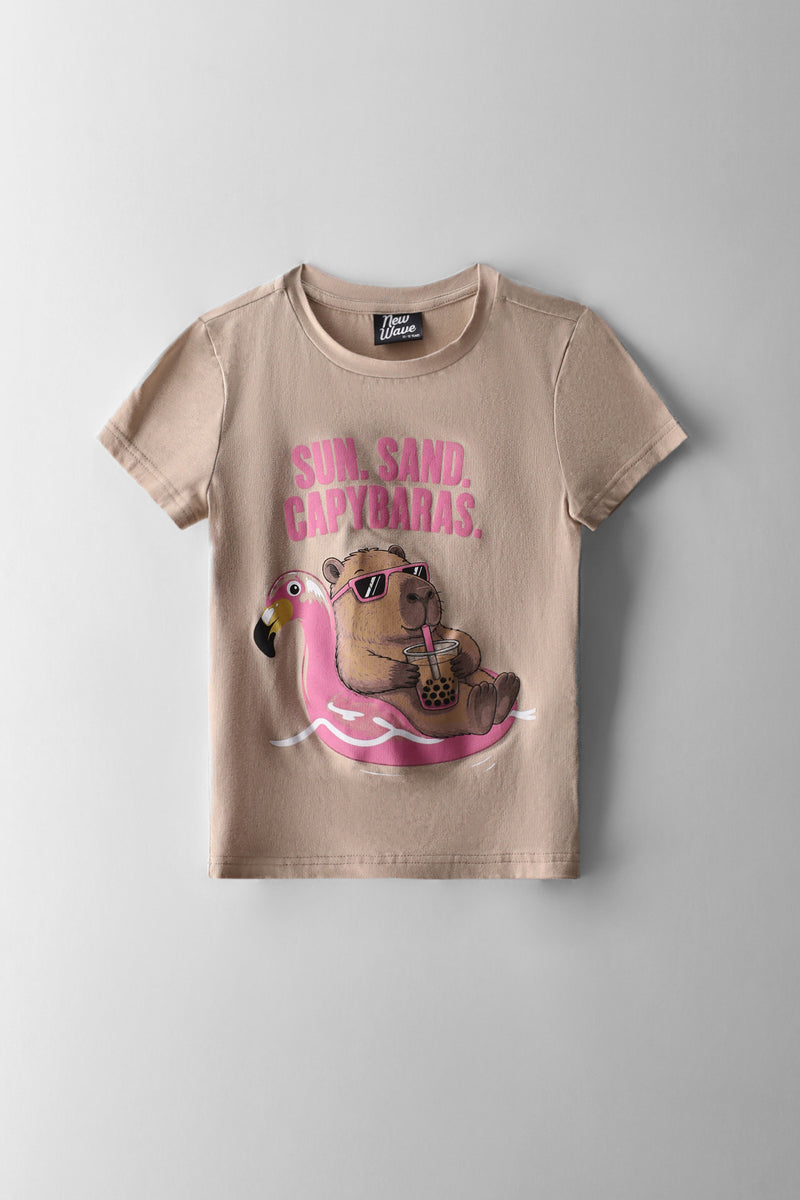 Girls Cappy Fitted Tee - Stone