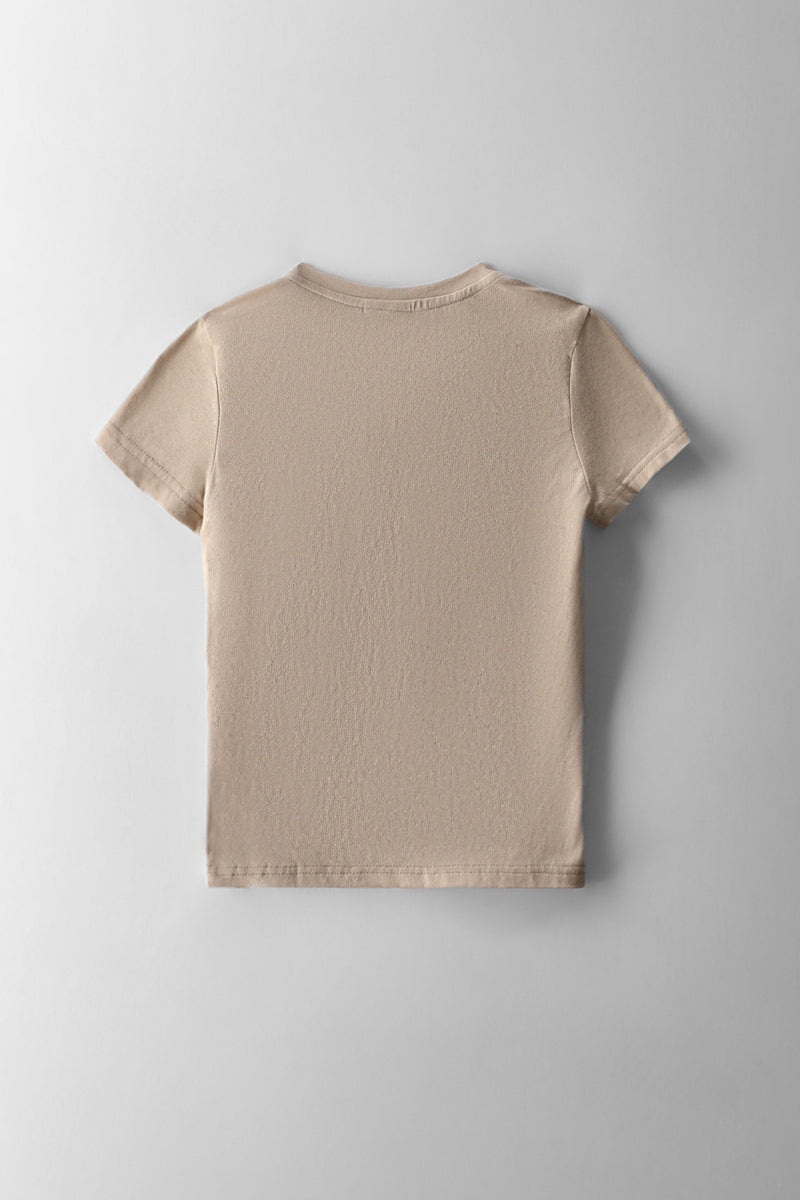 Girls Cappy Fitted Tee - Stone
