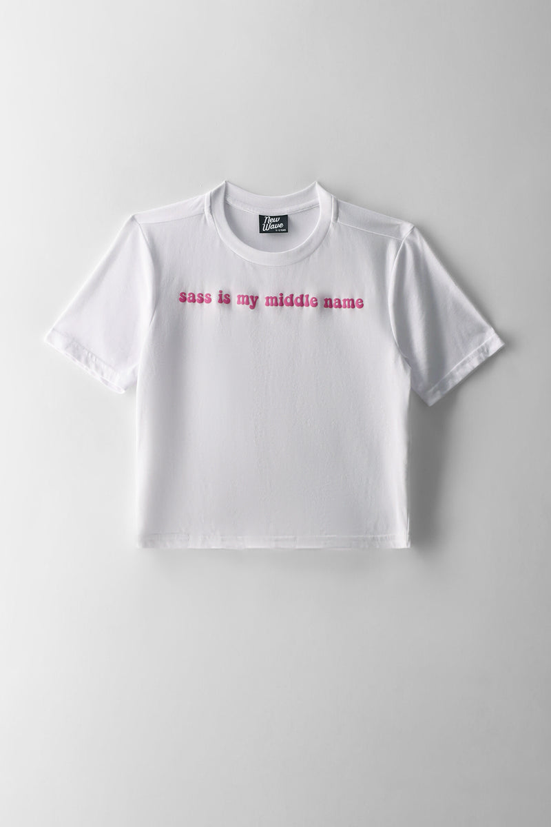 Girls Sass Boxy Tee - White