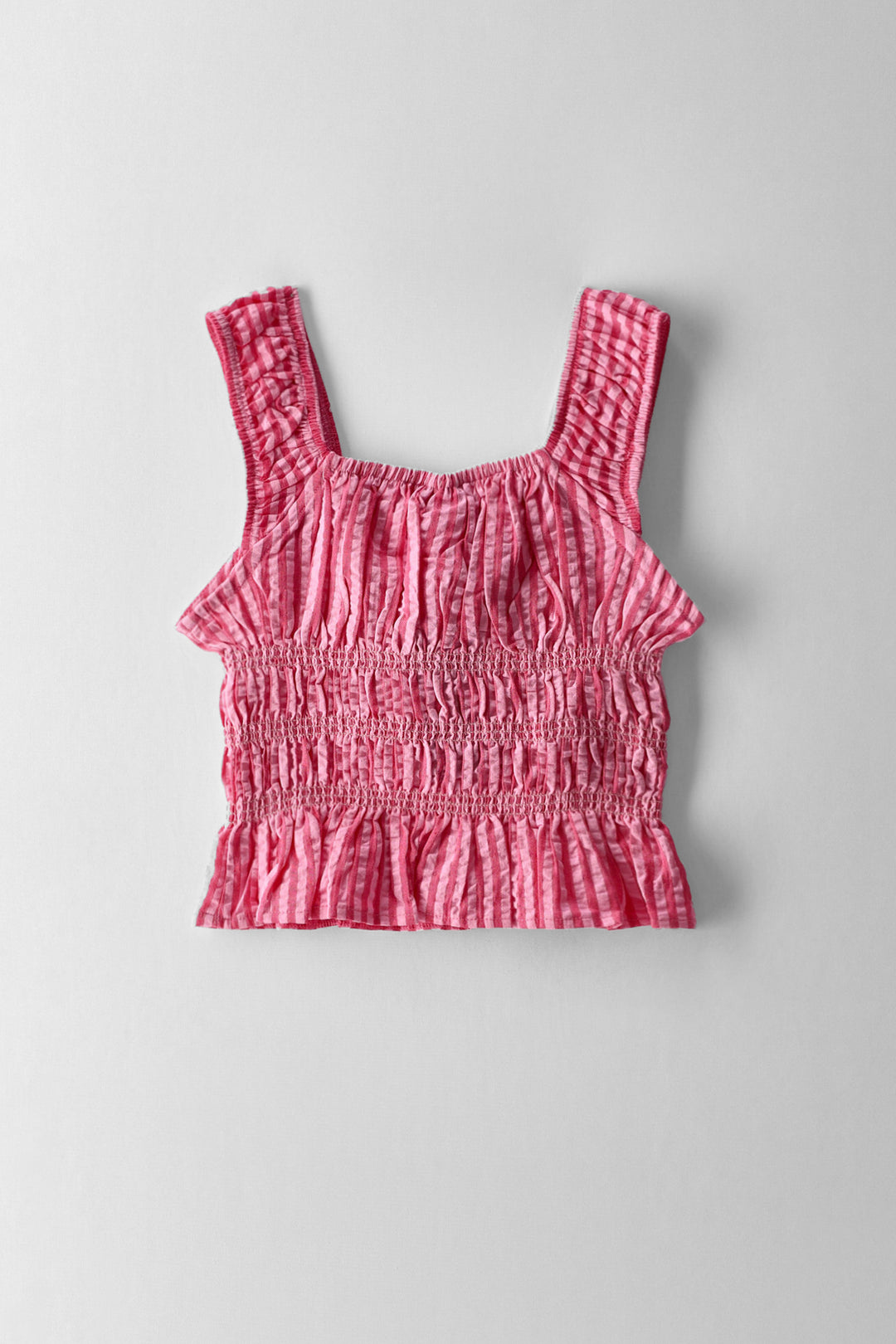 Girls Stripe Shirred Cami - Pink