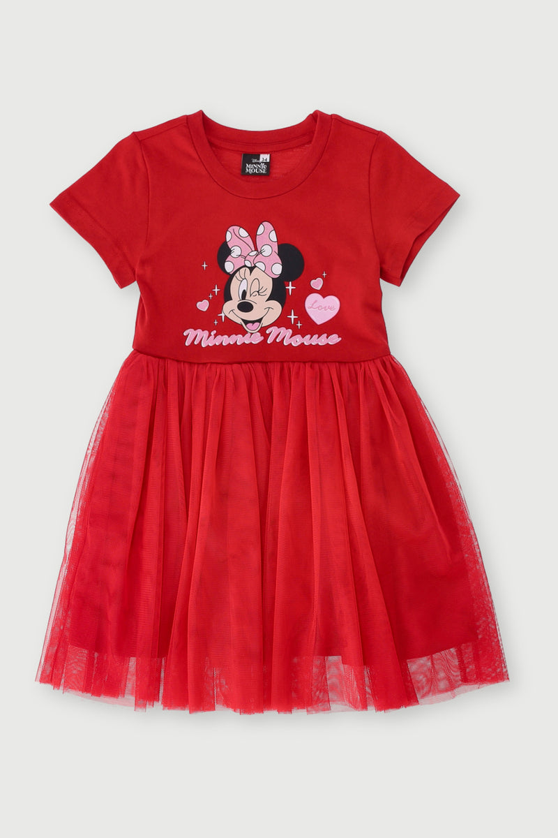 Pre-Girls Minnie Party Dress - Red