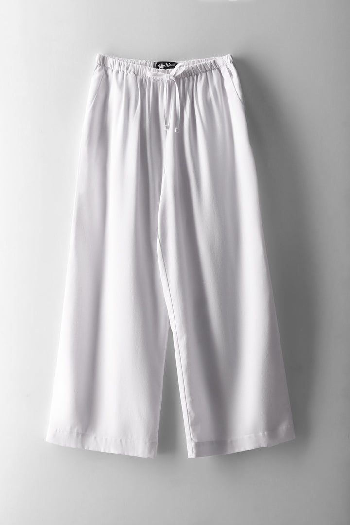 Girls White Linen Pants - White