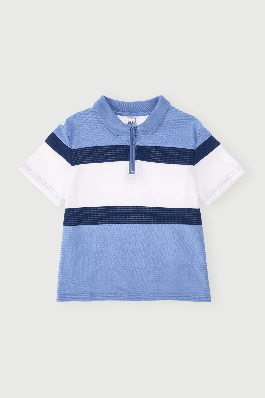 Pre-Boys Quarter Zip Ottoman Colourblock Golfer - White/Blue