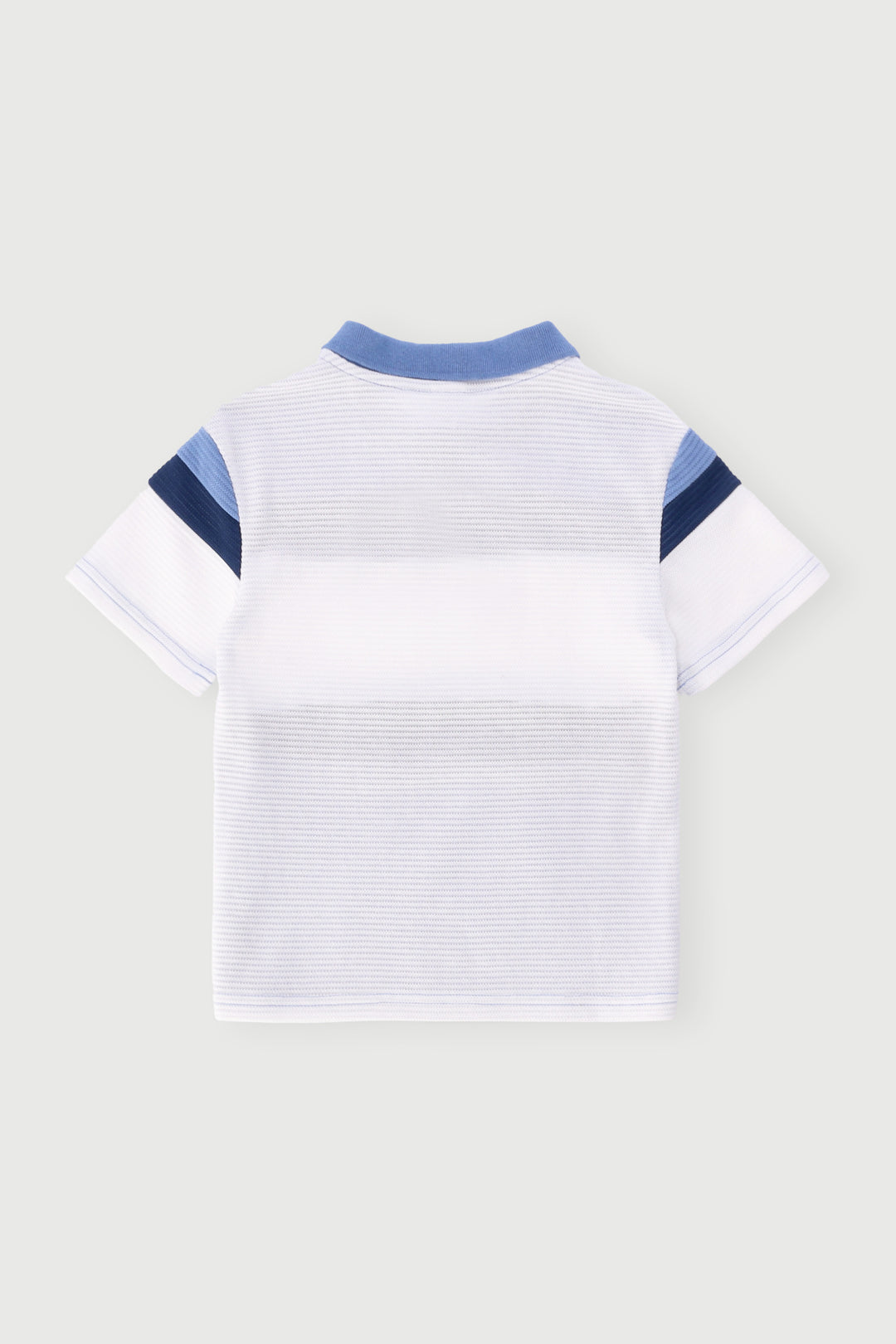 Pre-Boys Quarter Zip Ottoman Colourblock Golfer - White/Blue