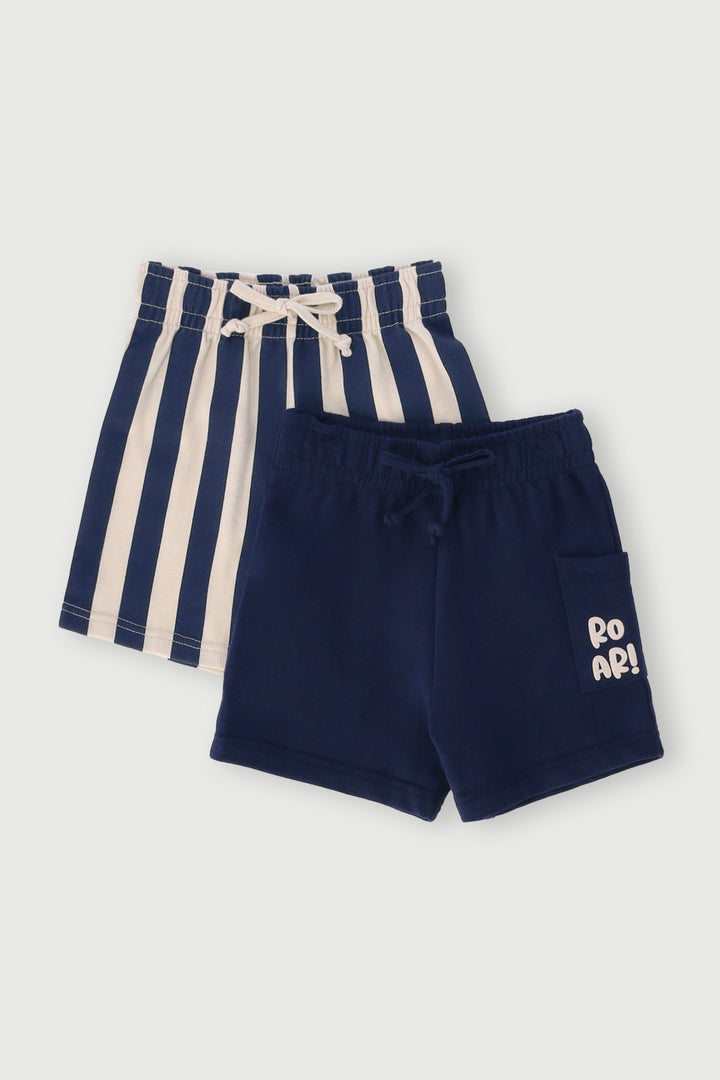 Baby Boys 2 Pack 3D Tiger Printed Shorts - Cream/Green