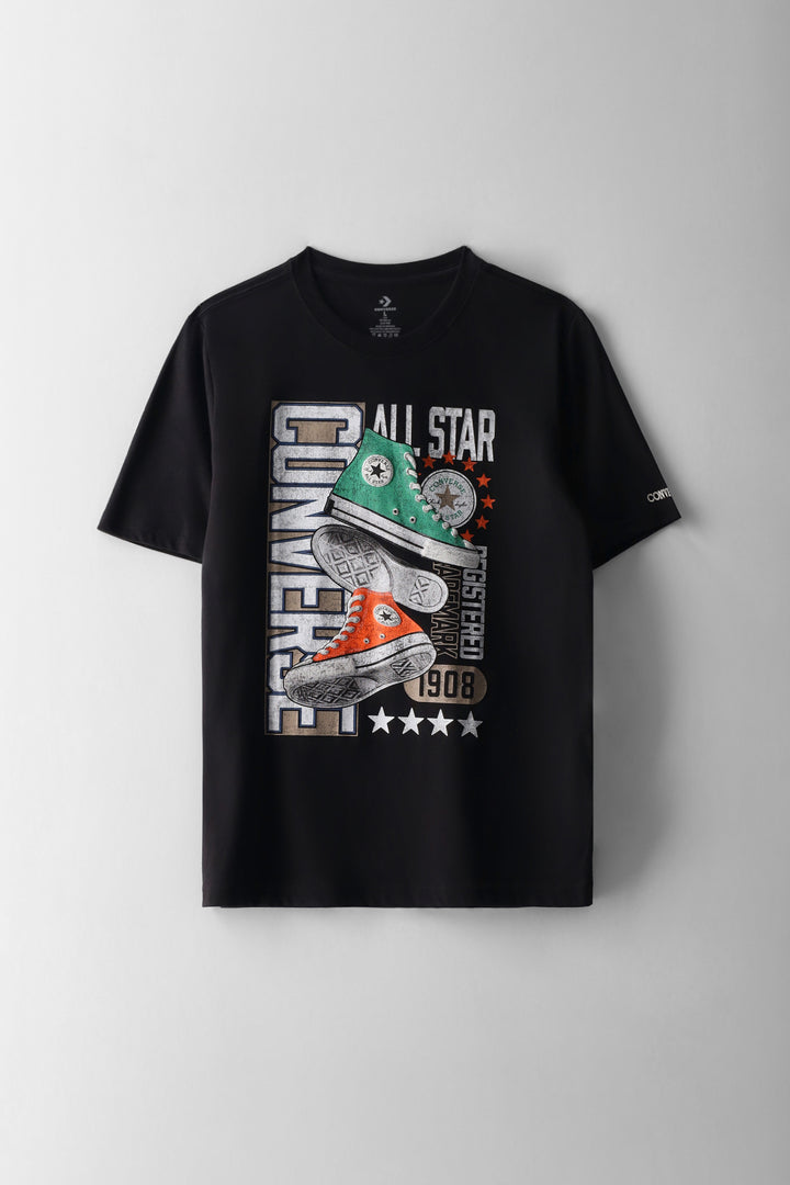 Boys Varcity Double Kicks T-Shirt - Black