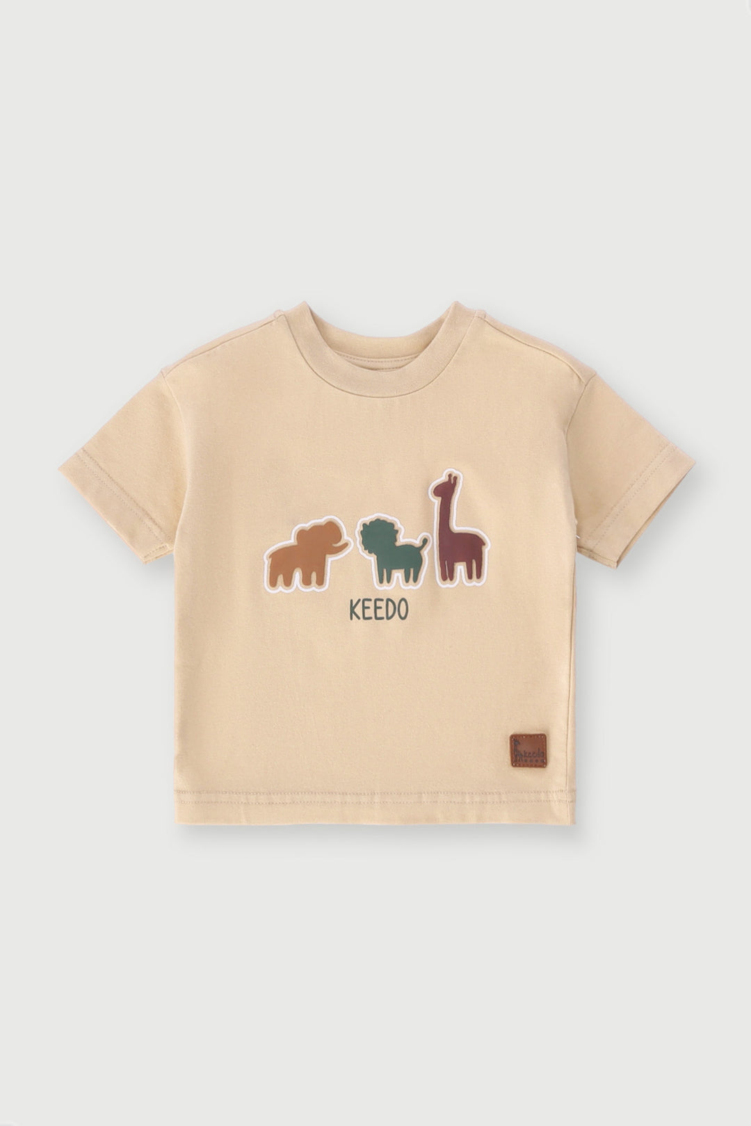 Keedo Baby Boys Giraffe Tee - Stone