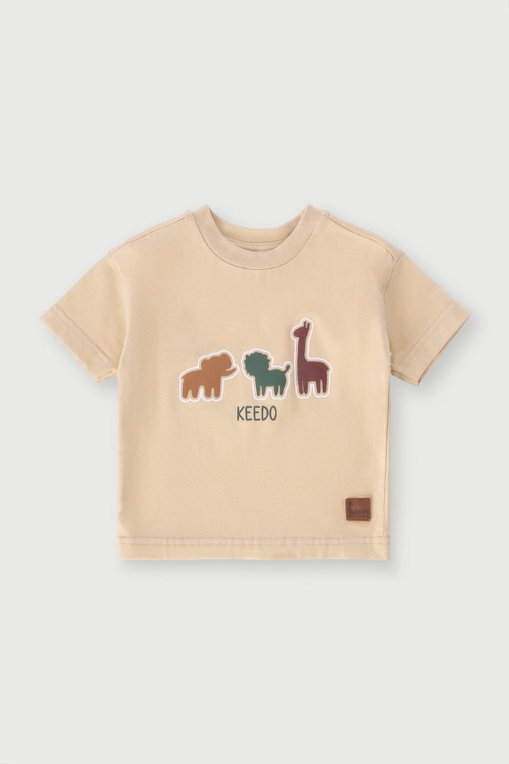 Keedo Baby Boys Giraffe Tee - Stone