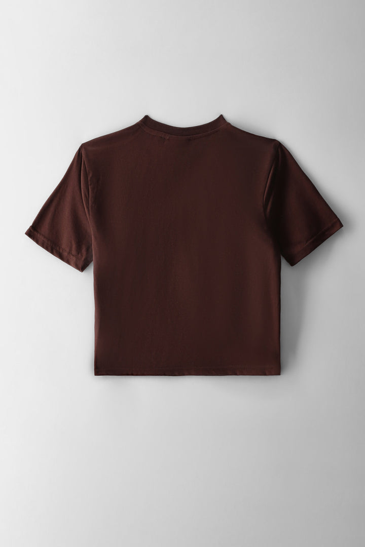 Girls Plain Boxy Tee - Brown