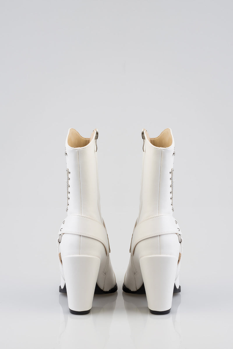 Western Flame Detail Western Boot - White