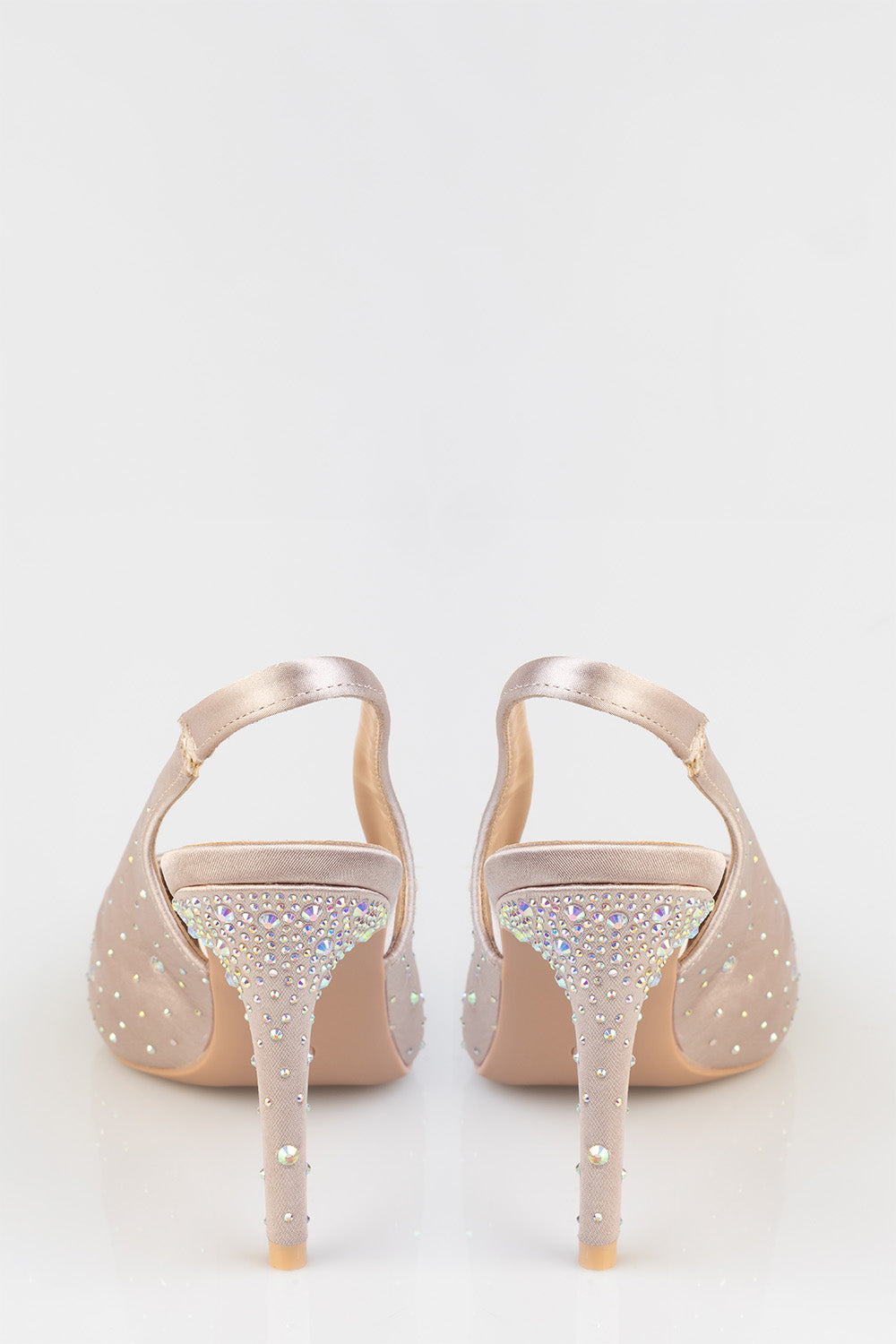 Bling Detail Pointy Slingback Heel - Nude