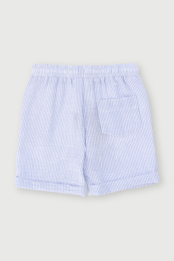 Pre-Boys Linen Like Stripe Short - Navy