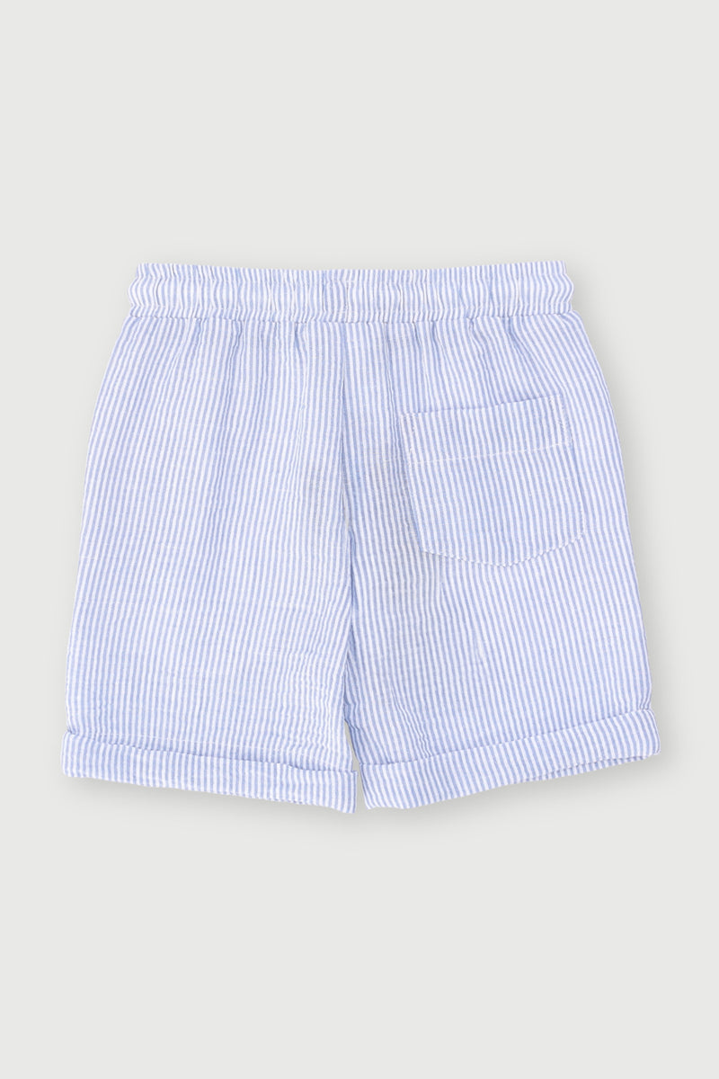 Pre-Boys Linen Like Stripe Short - Navy
