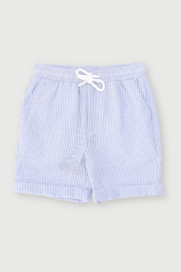 Pre-Boys Linen Like Stripe Short - Navy