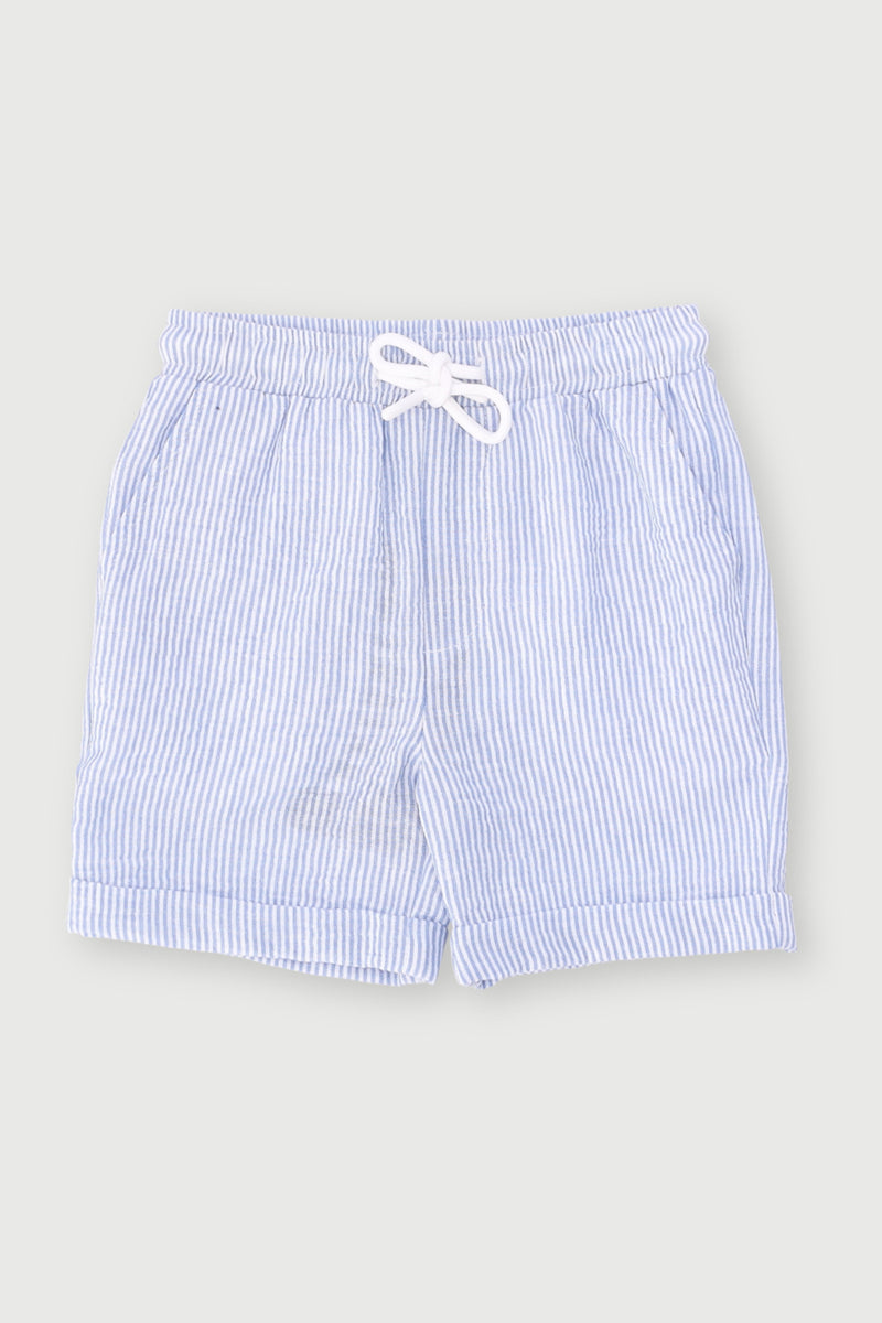 Pre-Boys Linen Like Stripe Short - Navy