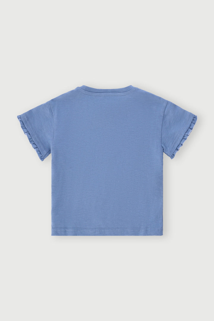 Pre-Girls Flower Applique Tee - Blue
