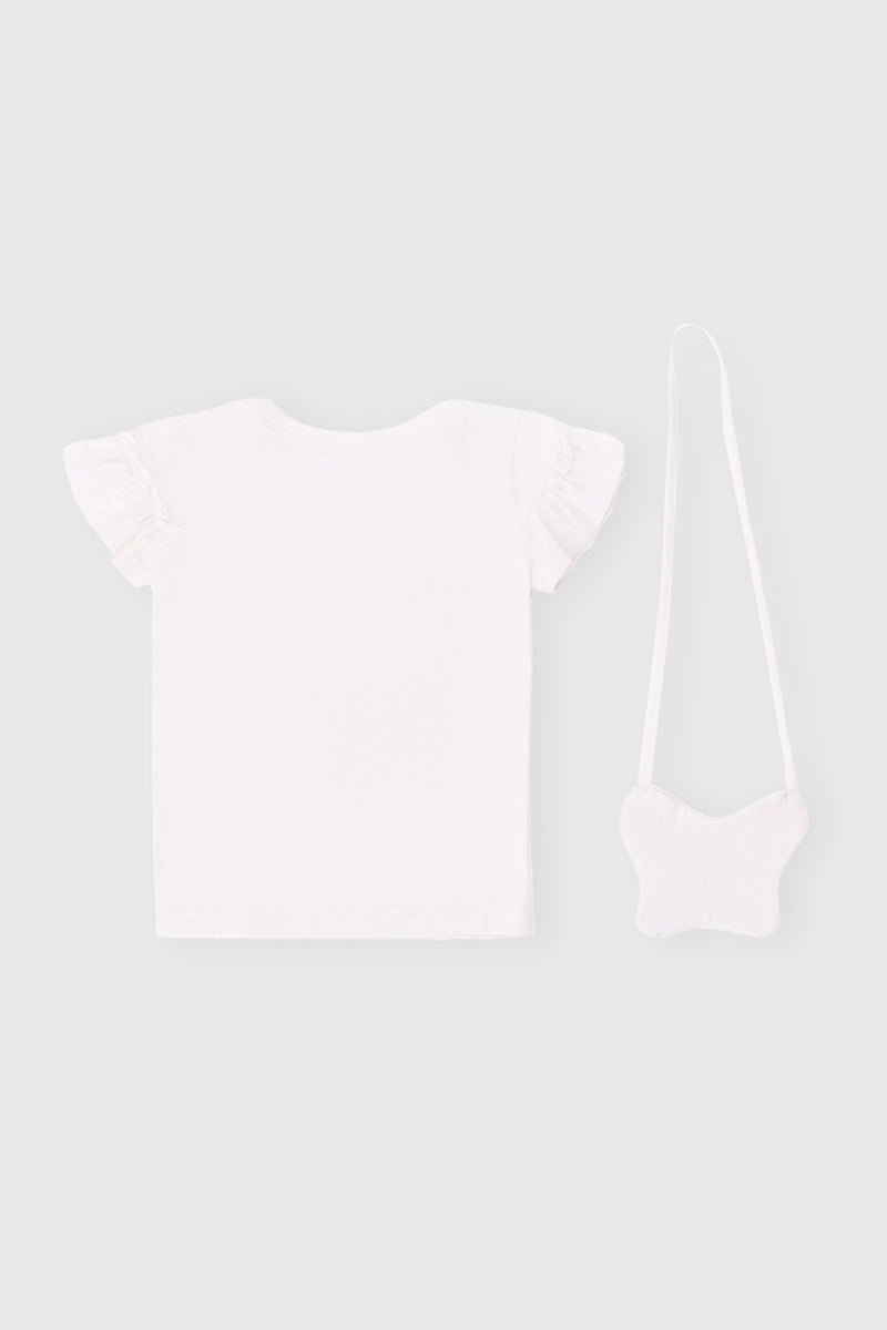 Pre-Girls Butterfly Applique Tee - Cream