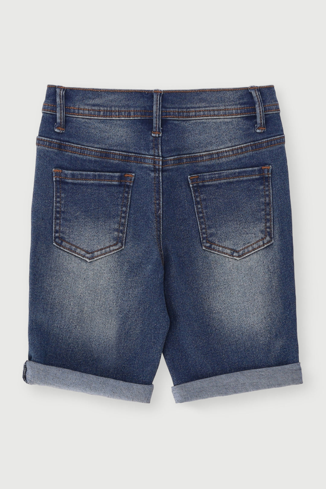 Pre-Boys Rip Denim Roll Up Shorts - Dark Blue
