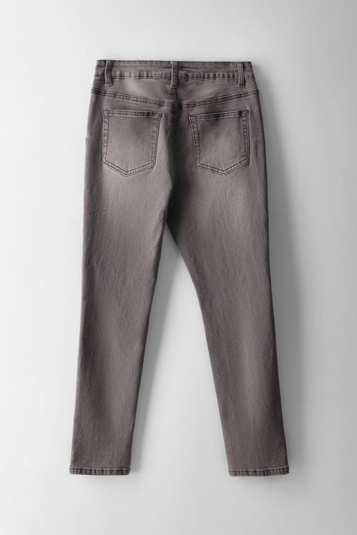 Boys Washed Abraised Slim Jean - Grey