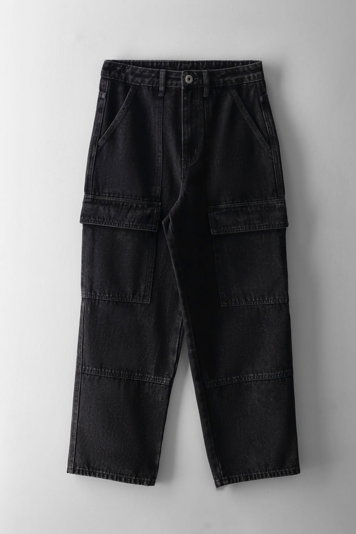 Baggy Cargo Denim Jean - Black