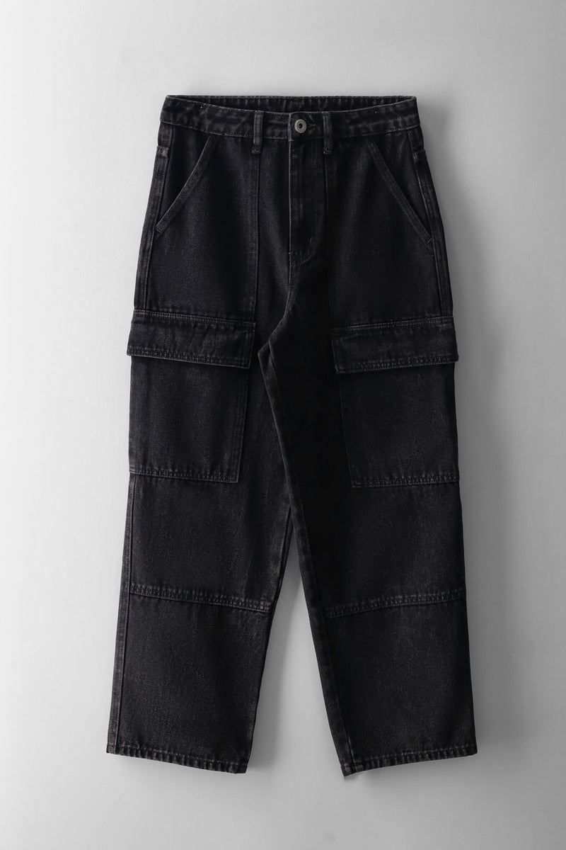 Baggy Cargo Denim Jean - Black