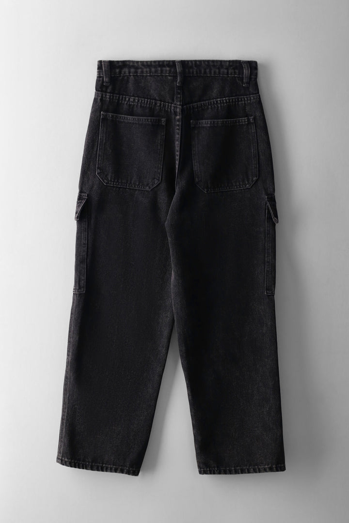 Baggy Cargo Denim Jean - Black