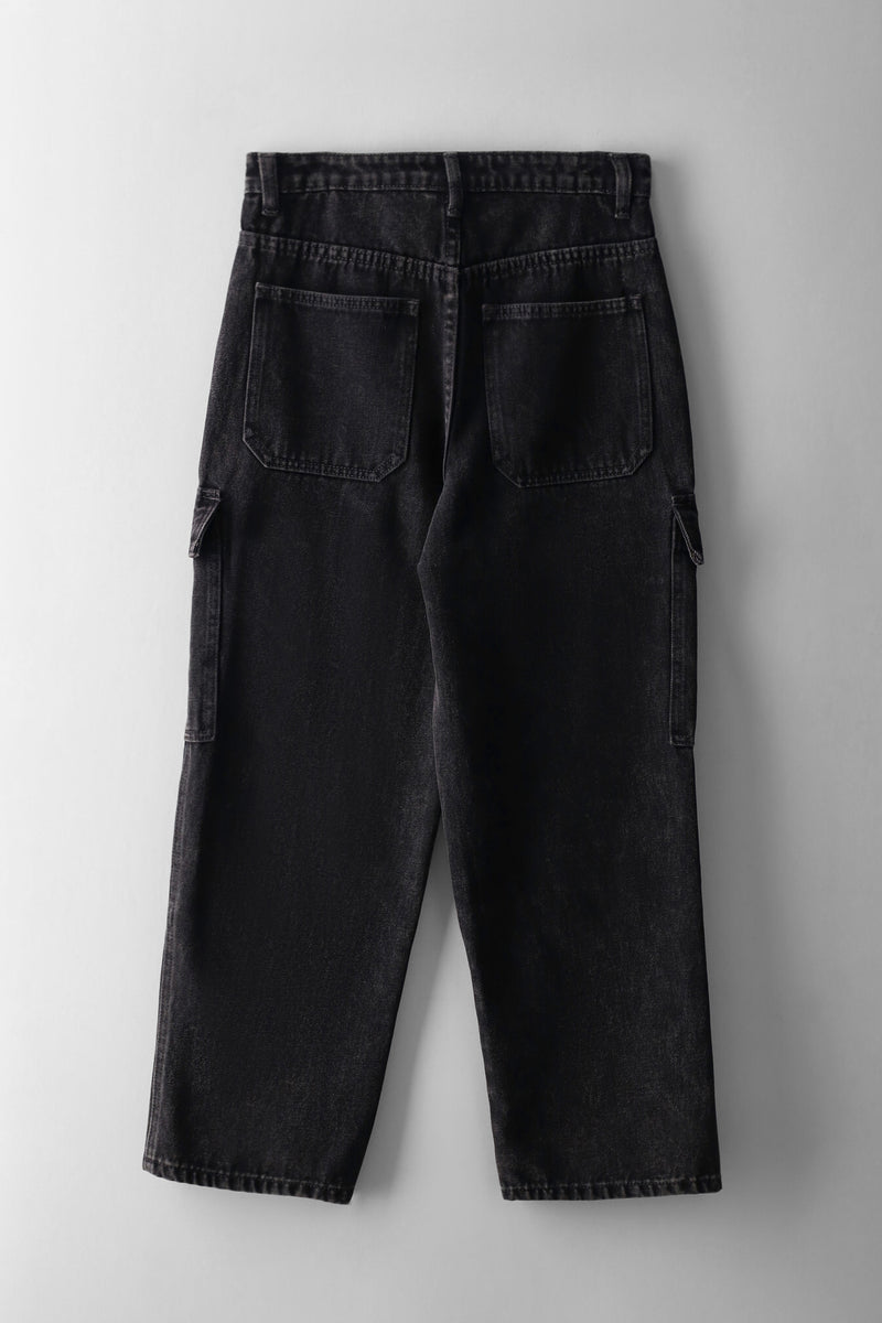 Baggy Cargo Denim Jean - Black
